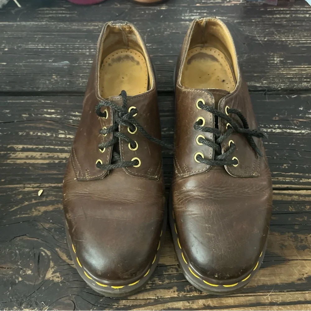 Vintage Doc Dr Martens 1561 Made in England 4 Eyelet Oxford Brown Leather Shoes